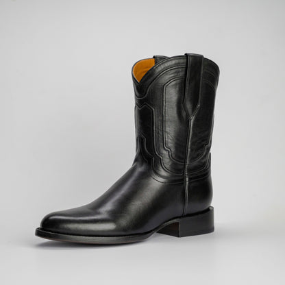 The Pendleton | Men's Roper Boot |  Natural Grain Calfskin Leather | Obsidian