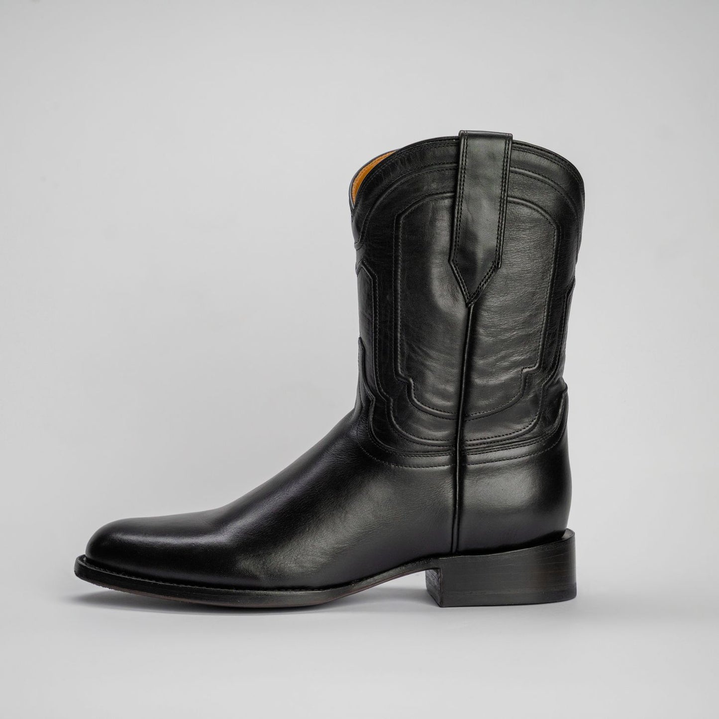 The Pendleton | Men's Roper Boot |  Natural Grain Calfskin Leather | Obsidian